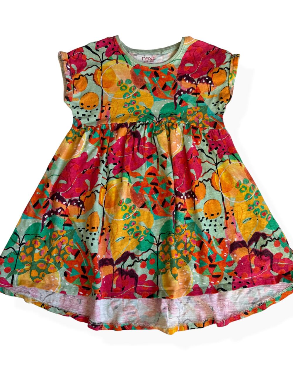 Next Girls 4-5 Bright Colorful Dress Short Sleeves